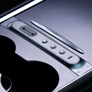 Shortcut button panel on USB hub with circular controls and Type-C port