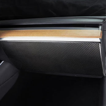 Real carbon fiber glove box cover insert with dark carbon-fiber texture