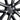 Wheel cover close-up with satin black spokes and silver center ring