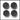 Set of four black octagonal hub cap covers with circular center and lug cutouts
