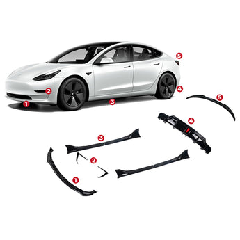 Black ABS sport body kit set with front lip, side skirts, rear diffuser, spoiler