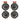 Pair of black wheel covers showing left and right fitment sides