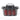 Rear center console storage box with black lid, transparent bin, and red insert.