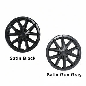 Wheel covers in satin black and satin gun gray, 18-inch aero style