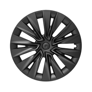 Matte black wheel cover with multi-spoke spokes and round center cap
