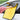 Microfiber car wash towel in yellow with gray edging, held against a car.