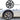 Black wheel rim cover with turbine center spokes on vehicle wheel